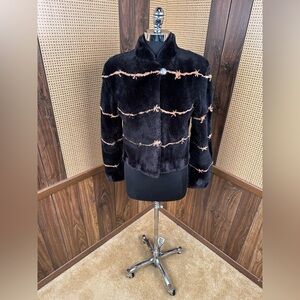 MORRIS KAYE & SONS DYED SHEARED BAYOU NUTRIA FUR COAT JACKET SIZE MEDIUM 8